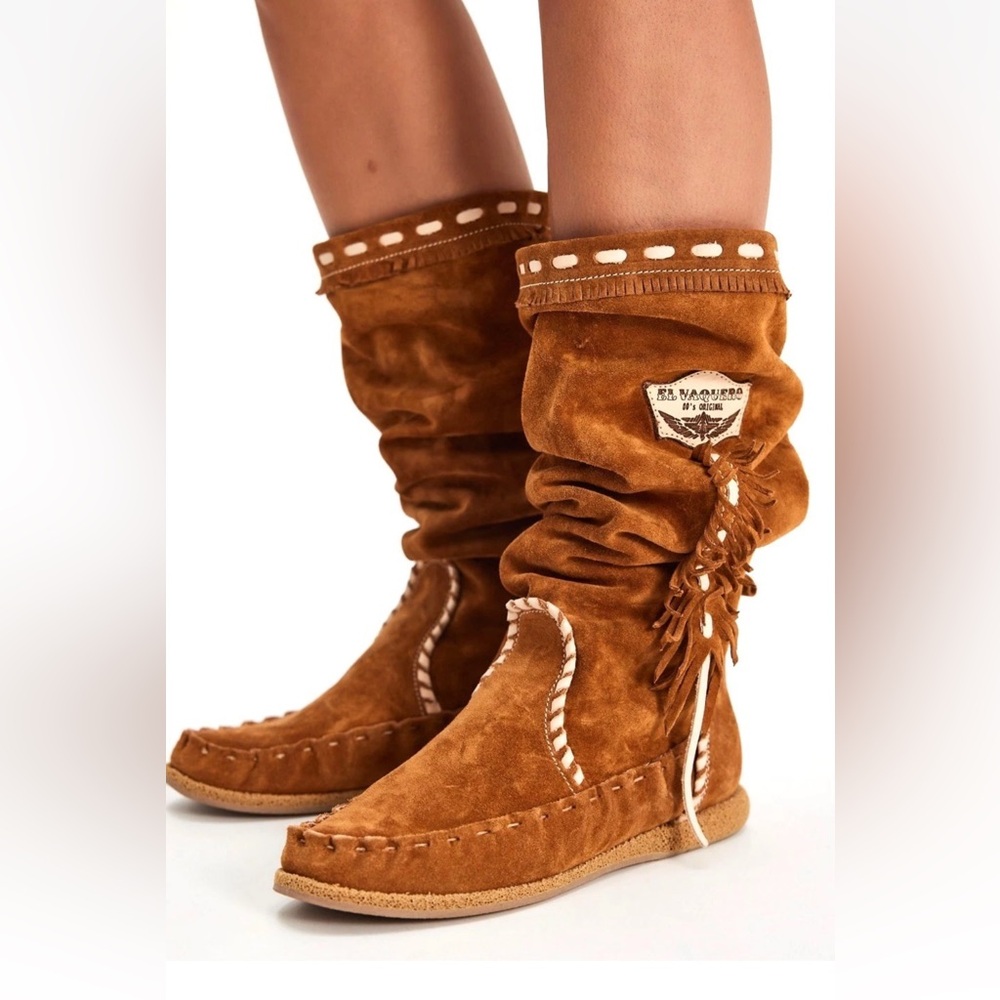 Free People El Vaquero Desert Dweller Mocc Boot Pull On Slouch Brown Mou Suede